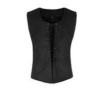 Tyuduo Men's Medieval Renaissance Pirate Vest Gothic Steampunk Waistcoat for Men (Black, L)