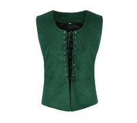 Tyuduo Men's Medieval Renaissance Pirate Vest Gothic Steampunk Waistcoat for Men, Green, X-Large