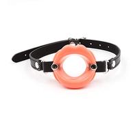 tyufgt6u Open Breathable Mouth Gág Women's Black Faux Leather Accessories（Light Pink）