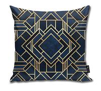 tyui7 Pillowcase Art Deco Fancy Blue Decor Pillowcases Throw Cushion Covers for Sofa and Couch 45x45 cm