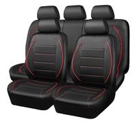 TYUIGHF 9 Pcs Car Seat Covers Full Set, for Ford Puma Gen-E 2025 Leather Car Seat Cover Full Set,Waterproof Airbag Compatible, Interior Accessories,Red
