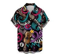 TYUIOP Red, Multicolour Men's Casual Hawaiian Shirt 3XL Fitted Long Sleeve T Shirt