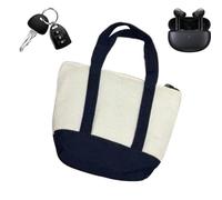 TYUKXJH Canvas Mini Tote Bag With Grocery Bag, Color-blocked Mini Canvas Bags - Red, Green And Black, Color-blocked Reusable Canvass Bags, For Daily Commuting Shopping Travel School Office