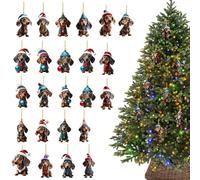 TYUKXJH Christmas Dog Hanging Advent Calendar | 24 Pieces of 2D Acrylic Christmas Pendants for Counting the Days, Home Decoration for Offices, Bedrooms, Classrooms Rooms
