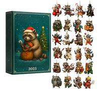 TYUKXJH Christmas Raccoon - 2D Acrylic Decoration 24 Days - 2025 Animal Pendants | For Home Christmas Tree Family Friends