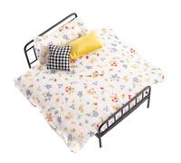 TYUKXJH Miniature House Bed - Vintage Realistic Decoration with Bedding And Pillow | Miniature House Supplies - for Kids Closet Room Living Room Play Life Dream Story Dressing Holiday