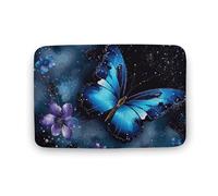TYULN 15.7"x23.6" Bathroom Rugs Galaxy Blue Butterfly Bath Mat for Bathroom Absorbent Shower Mats Non-slip Floor Mat Quick Drying Bath Rug for Bedroom Kitchen Sink Bathtub Edge