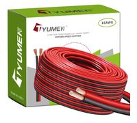 TYUMEN 16 Gauge Wire 100 Feet, 16/2 AWG Red Black Low Voltage Pure Copper Wire, 16AWG 2 Conductors Stranded Automotive Cable for Led Lights, in-Home, Autos, Schools use