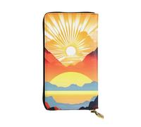 TYUMH Bright sunrise Prints Leather long clutch wallet lightweight and waterproof stylish design suitable for gift giving and daily use