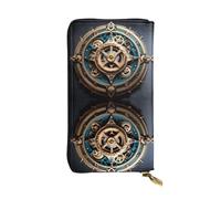 TYUMH Cool Steampunk Gears Prints Leather long clutch wallet lightweight and waterproof stylish design suitable for gift giving and daily use