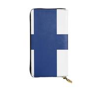 TYUMH Finnish flag Prints Leather long clutch wallet lightweight and waterproof stylish design suitable for gift giving and daily use
