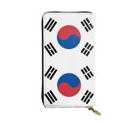 TYUMH Flag of Republic of Korea Prints Leather long clutch wallet lightweight and waterproof stylish design suitable for gift giving and daily use