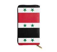 TYUMH Flag of the Syrian Arab Republic Prints Leather long clutch wallet lightweight and waterproof stylish design suitable for gift giving and daily use