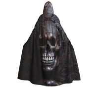 TYUMH Halloween hooded cape copper-colored skull Prints soft and skin-friendly with large brim suitable for Halloween holiday parties