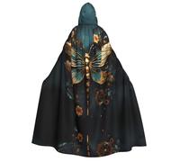 TYUMH Halloween hooded cape Gold color delicate Dragonfly flower Prints soft and skin-friendly with large brim suitable for Halloween holiday parties