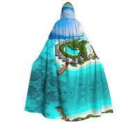 TYUMH Halloween hooded cape Maldives Scenery Prints soft and skin-friendly with large brim suitable for Halloween holiday parties
