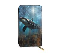 TYUMH Huge killer whales Prints Leather long clutch wallet lightweight and waterproof stylish design suitable for gift giving and daily use