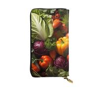 TYUMH Lots of fresh vegetables Prints Leather long clutch wallet lightweight and waterproof stylish design suitable for gift giving and daily use