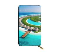 TYUMH Maldives Scenery Prints Leather long clutch wallet lightweight and waterproof stylish design suitable for gift giving and daily use