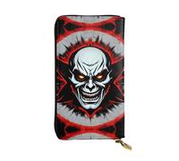 TYUMH Red and Black Evil Ghost Prints Leather long clutch wallet lightweight and waterproof stylish design suitable for gift giving and daily use