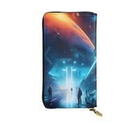TYUMH Science Fiction Future Prints Leather long clutch wallet lightweight and waterproof stylish design suitable for gift giving and daily use