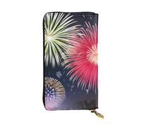 TYUMH Splendid fireworks Prints Leather long clutch wallet lightweight and waterproof stylish design suitable for gift giving and daily use