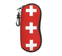 TYUMH Swiss Flag Printed soft-shell glasses case, lightweight and portable, for storing spectacles and sunglasses.