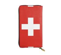 TYUMH Swiss Flag Prints Leather long clutch wallet lightweight and waterproof stylish design suitable for gift giving and daily use