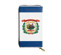 TYUMH West Virginia Flag Prints Leather long clutch wallet lightweight and waterproof stylish design suitable for gift giving and daily use