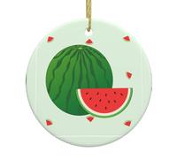 TYUMHcartoon Watermelon Christmas Ceramic Circular Hanging Ornament, Suitable for Home, Festive Occasions and mantelpieces.