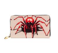 TYUMHCute little red spider Leather long clutch wallet with 12 card slots and 3 full pockets for cash, designed for fashionable women.