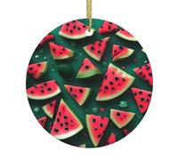 TYUMHDream Watermelon Christmas Ceramic Circular Hanging Ornament, Suitable for Home, Festive Occasions and mantelpieces.