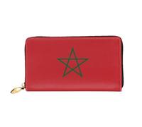 TYUMHFlag of Morocco Leather long clutch wallet with 12 card slots and 3 full pockets for cash, designed for fashionable women.