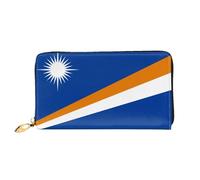 TYUMHFlag of the Marshall Islands Leather long clutch wallet with 12 card slots and 3 full pockets for cash, designed for fashionable women.