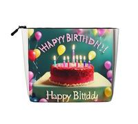 TYUMHHappy Birthday Beautiful Single-layer imitation hemp cosmetic bag, portable, suitable for daily life, travel, and outings.