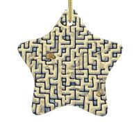 TYUMHLabyrinth Treasure Map Printed Christmas Ceramic Star-Shaped Ornament, Suitable for Travel, Festive and Shop Displays.