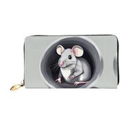 TYUMHMouse in the Hole Leather long clutch wallet with 12 card slots and 3 full pockets for cash, designed for fashionable women.