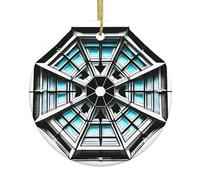 TYUMHOctagon Building Christmas Ceramic Circular Hanging Ornament, Suitable for Home, Festive Occasions and mantelpieces.