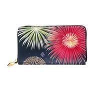 TYUMHSplendid fireworks Leather long clutch wallet with 12 card slots and 3 full pockets for cash, designed for fashionable women.