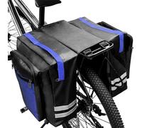 Tyuodna 30L Waterproof Bike Pannier Bag, Double Pannier Bag for Bicycle Rear Rack, Reflective Stripe, Commute, Travel, Picnic (Blue), L