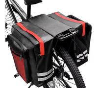 Tyuodna 30L Waterproof Bike Pannier Bag, Double Rear Pannier Bags with Reflective Stripe, for Commute, Travel and Picnic (Red)