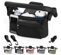 Tyuodna Baby Pram Bag Stroller,Universal Stroller Bag with 2 Insulated Cup Holder,Large Capacity Bag Organiser,Buggy Organiser Bag with Shoulder Strap&Non-Slip Secure Hooks (Balck)
