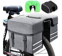 Tyuodna Bike Pannier With Bonus Front Tube Bag - 30L Waterproof Double Side Rear Rack Bag, Large Capacity, Durable and Portable (Grey)