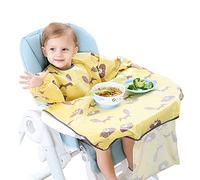 Tyuodna Coverall Bibs for Baby & Toddler,Unisex Waterproof Bibs for Babies,Weaning Bibs with Sleeves,High Chair Bib Cover,Washable Toddler Apron for 3-36 Months Kids Eating and Painting (Yellow Fox)