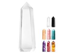 Tyuodna Healing Crystal Point Wand, 70-80mm Healing Crystal Stones,Quartz Crystal Stones Hexagon Crystal Wands,Amethyst Rose Quartz Crystal,for Reiki Chakra Meditation Therapy Deco (Clear Crystal)