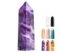 Tyuodna Healing Crystal Point Wand, 70-80mm Healing Crystal Stones,Quartz Crystal Stones Hexagon Crystal Wands,Amethyst Rose Quartz Crystal,for Reiki Chakra Meditation Therapy Deco (Amethyst)