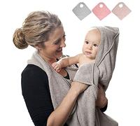 Tyuodna Hooded & Apron Baby Towel, Cotton Soft & Absorbent Newborn Towel, Hands Free Bath Towel - Personalised Gifts for Boy & Girl (Grey)