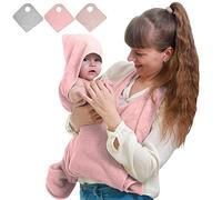 Tyuodna Hooded Baby Towel,Hands Free Baby Bath Towel,Cotton Soft & Absorbent Baby Towels Newborn,Apron Towel,Personalised Gifts Baby for Boy and Girl (Pink), 90 x 90 cm