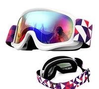 Tyuodna Kid Ski Goggles, 100% UV Protection Anti-fog Skiing Snowboard Goggles, Skiing Snowboarding Goggles of Dual Lens for 3-12 Years Boys and Girls, for Cycling Riding/Climbing/Skiing (White)
