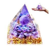 Tyuodna Orgonite Pyramid Crystal Energy Tower, Handmade Chakra Healing Crystals Pyramid, Nature Reiki Chakra Energy Healing with Reiki Chakra Crushed Stone and Tree of Life for Yoga Reiki Healing (H)